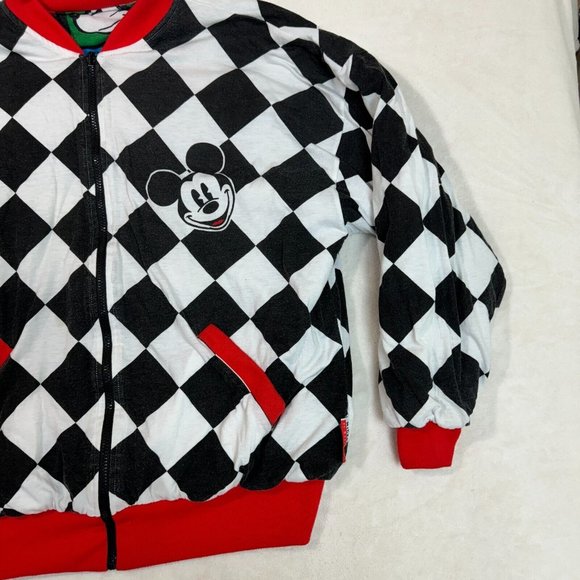 Vintage 80's Disney Mickey Mouse Unisex M 22X26 Reversible Cotton Bomber Jacket - Picture 15 of 16